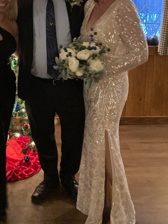 Baltic Born Long-Sleeve Sequin Gown in Nude (soieblu) - Picture 8 of 8